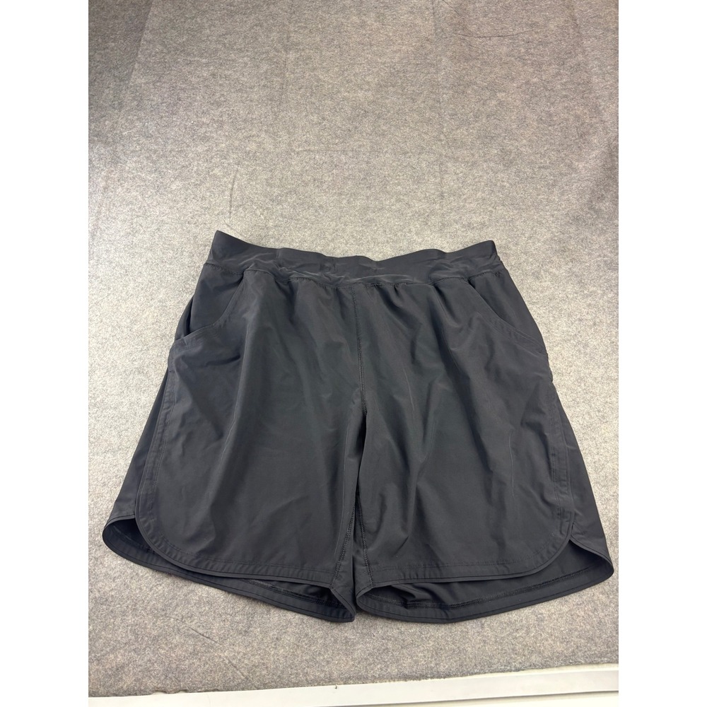 Lands End Womens Black Active Shorts Plus Size 22W Elastic Waist Pockets Sporty